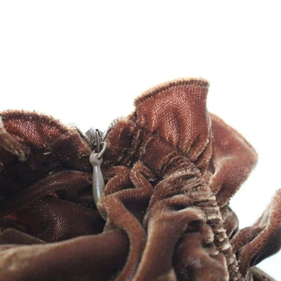 Kristinit Anthropologie Velvet Ruffle Halter Jumpsuit Copper Large H13128 - Picture 8 of 12